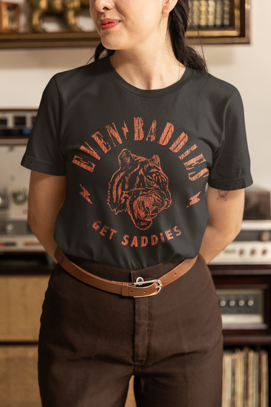 Even Baddies Get Saddies, Retro Tiger Tee, Vintage Tiger Shirt, Animal Print Graphic Tee, Cool Tiger Top, Grunge, Athletic