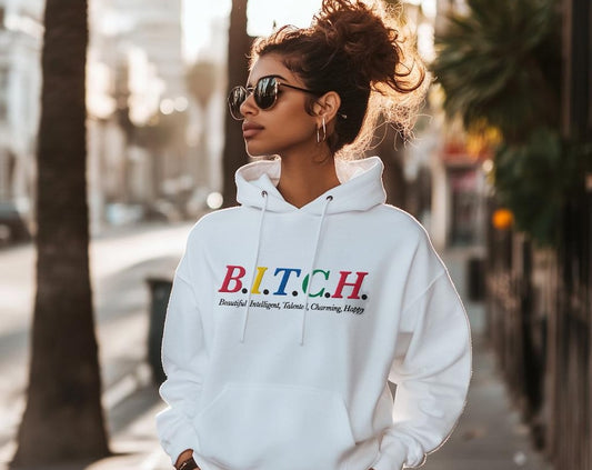 Embroidered BITCH Acronym Unisex Hoodie